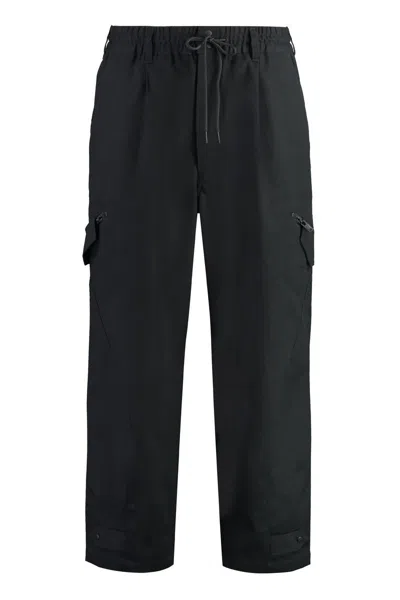 Shop Y-3 Adidas Cotton Cargo-trousers In Black