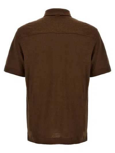 Shop Zegna T-shirts And Polos In Brown