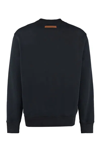 Shop Zegna Logo Detail Cotton Sweatshirt In Black
