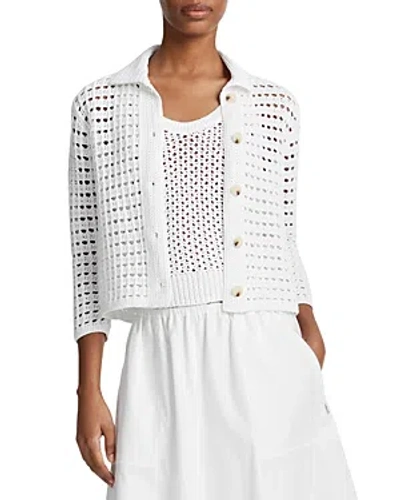 Shop Vince Cotton Block Stitch Cardigan In Optic White