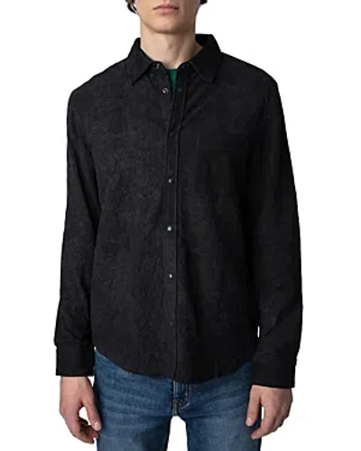 Shop Zadig & Voltaire Serge Crinkle Leather Shirt In Encre
