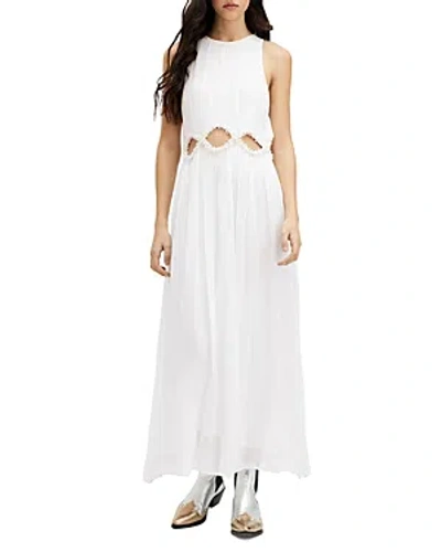 Shop Allsaints Mabel Cut Out Embellished Maxi Dress In Off White