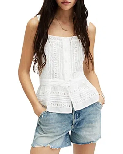 Shop Allsaints Catalina Lace Detail Top In Off White
