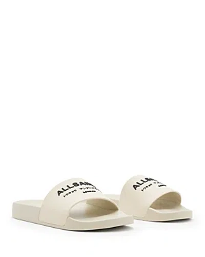 Shop Allsaints Women's Underground Logo Slip On Slide Sandals In White