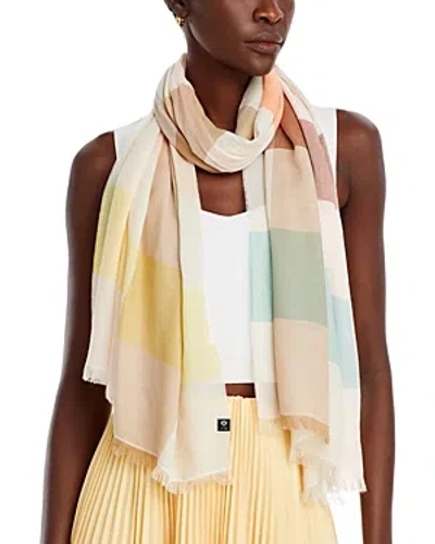 Shop Fraas Vichy Check Scarf In Soft Apricot