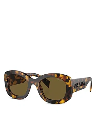 Shop Prada Oval Sunglasses, 55mm In Brown/brown Solid