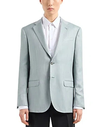 Shop Emporio Armani G Line Basketweave Pick Stitched Regular Fit Suit Jacket In Light Green