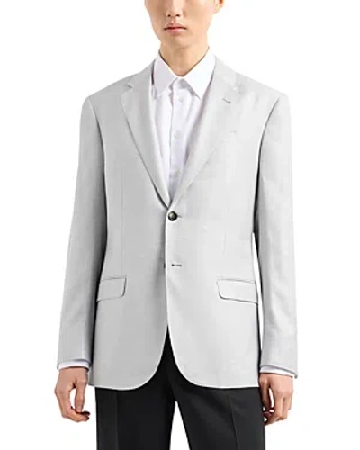 Shop Emporio Armani G Line Basketweave Pick Stitched Regular Fit Suit Jacket In Light Gray