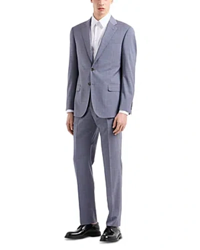 Shop Emporio Armani Regular Fit Mini Plaid Wool Suit In Medium Gray