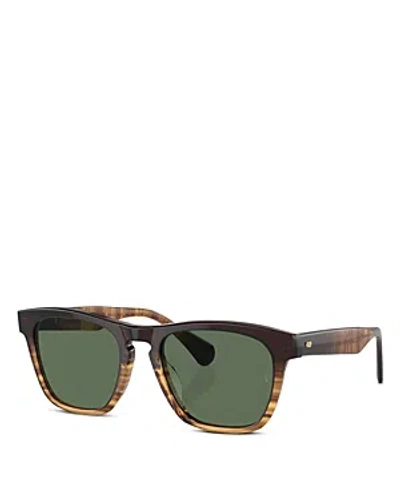 Shop Oliver Peoples X Roger Federer R-3 Pillow Sunglasses, 54mm In Brown/green Polarized Solid