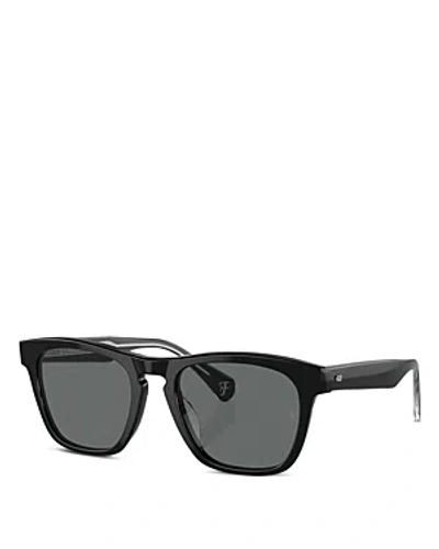 Shop Oliver Peoples X Roger Federer R-3 Pillow Sunglasses, 54mm In Black/gray Polarized Solid