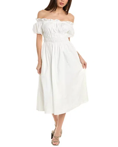 Shop Gracia Off-the-shoulder A-line Dress In White