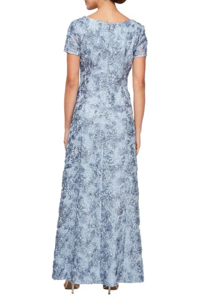 Shop Alex Evenings Rosette Sequin A-line Gown In Hydrangea