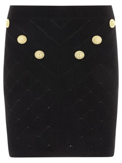 Shop Balmain 6-buttons Skirt In Black