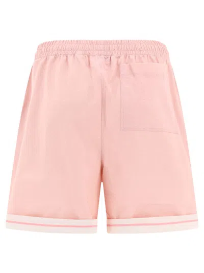 Burberry Elastic Waistband Cotton Shorts With Contrast Trim In Pink