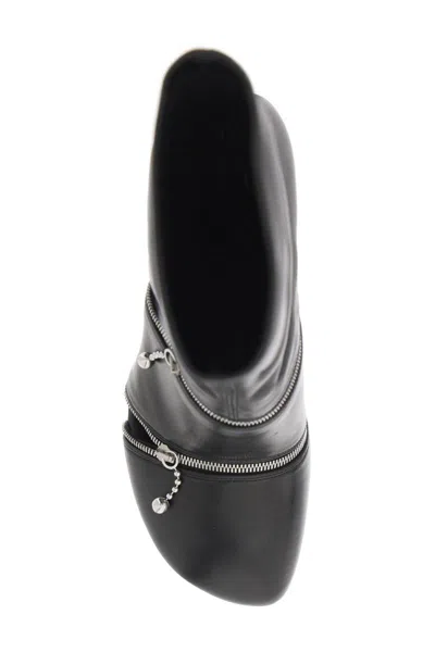 Shop Burberry Leather Peep Ankle Boots In Black