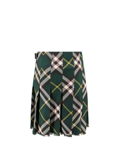 Shop Burberry Skirt In Green