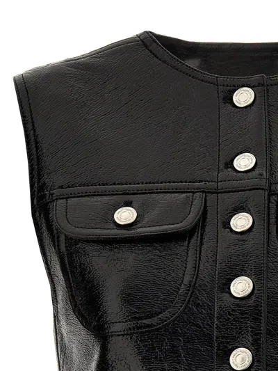Shop Courrèges 'multiflex Vinyl Cropped' Vest In Black
