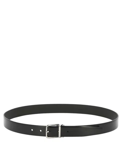 Shop Dolce & Gabbana Brushed Calfskin Leather Belt In Black