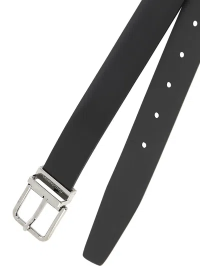 Shop Dolce & Gabbana Brushed Calfskin Leather Belt In Black