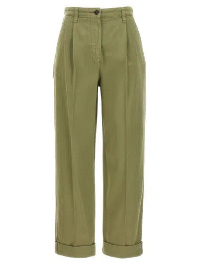 Shop Etro Cropped Chino Pants In Green