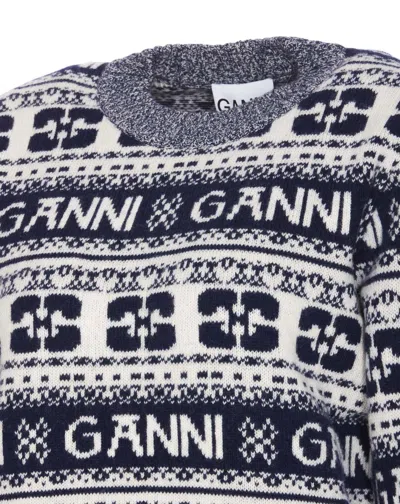 Shop Ganni Sweaters In Blue