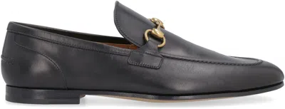 Shop Gucci Jordaan Leather Loafers With Horsebit In Black