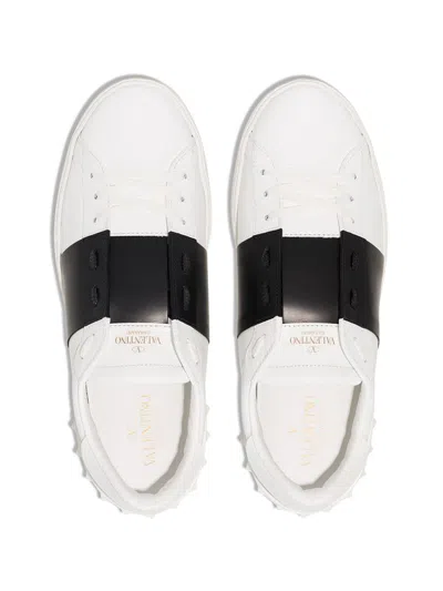 Shop Valentino Garavani Opne Leather Sneakers In White