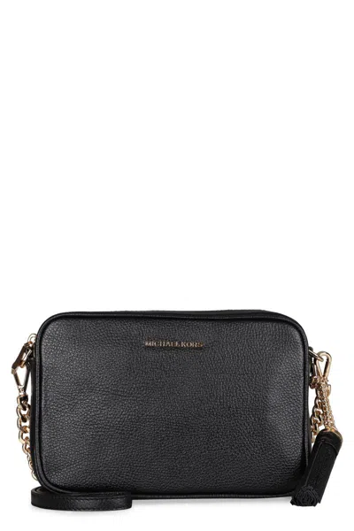 Shop Michael Kors Ginny Leather Crossbody Bag In Black