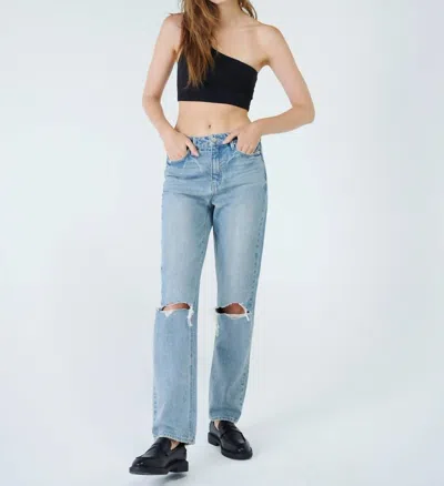 Shop Unpublished Willa Super High Rise Mom Fit Straight Leg Jean In Rogue In Blue