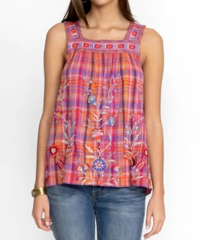 Shop Johnny Was Piper Square Neck Tank In Pla In Pink