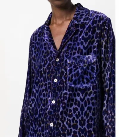 Shop Forte Forte Twilight Leopard Print Velvet Shirt In Purple Leopard