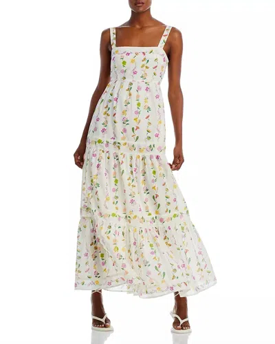 Shop Banjanan Daniela Dress In White Floral In Yellow