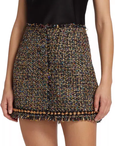 Shop Cinq À Sept Confetti Tweed Odette Skirt In Black In Multi
