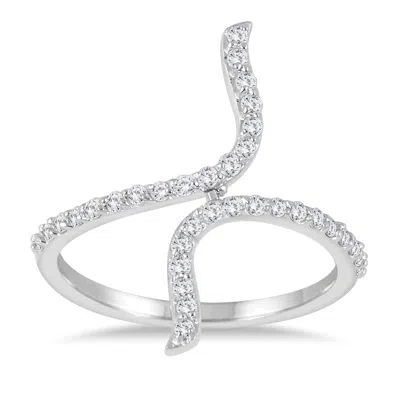 Shop Sselects 3/8 Carat Tw Diamond Long Bypass Ring In 14k White Gold