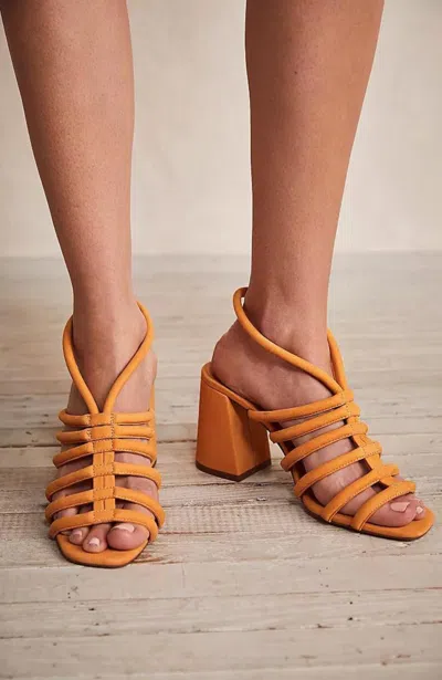 Shop Free People Colette Cinched Heels In Hot Orange