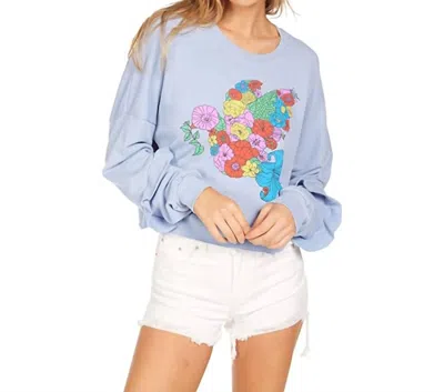 Shop Lauren Moshi Chevelle Crop Pullover Floral Dove In Soft Sky Blue In Purple