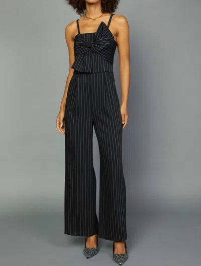 Shop Current Air Put A Bow On It Jumpsuit In Black/white