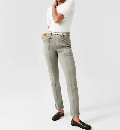 Shop Spanx Stretch Twill Straight Leg Pant In Olive Oil In Grey