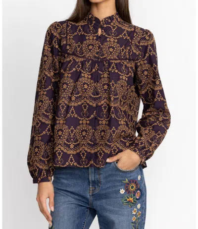 Shop Johnny Was Elora Eyelet Blouse In Egg In Purple