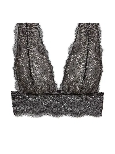 Shop Cosabella Pret-a-porter Longline Bralette In Black/stone In Grey