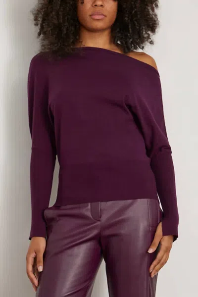 Shop Jonathan Simkhai Lavina Off Shoulder Sweater In Plum In Purple