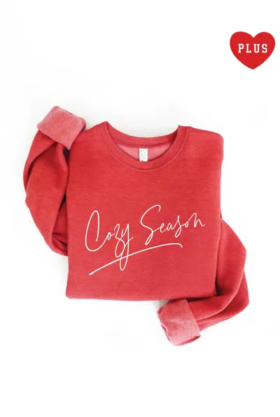 Shop Oat Collective Women's Cozy Season Graphic Sweatshirt In Heather Cranberry In Red