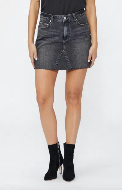 Shop Paige Jessie Denim Mini Skirt In Vague Black In Grey