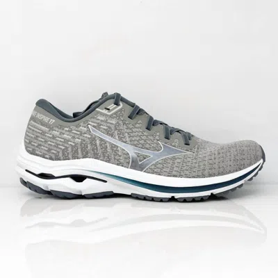 Shop Mizuno Men's Wave Inspire Waveknit 17 Running Shoes In Drizzle/antartica In Grey