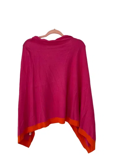 Shop Jude Connally Carolyn Poncho In Hot Pink/apricot