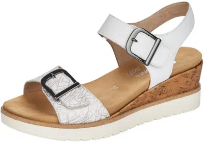 Shop Remonte Wedge Sandals In White/pearl Bronze