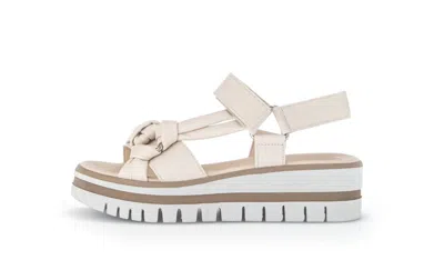 Shop Gabor Flatform Sandal In Cream Leather In Beige
