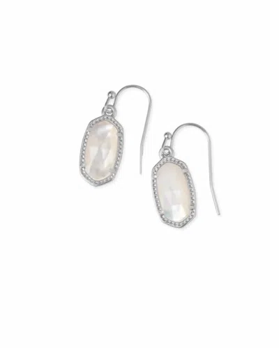 Shop Kendra Scott Lee Silver Drop Earrings In Ivory Mother-of-pearl