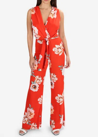 Shop Misa Kimora Jumpsuit In Poppy Floral In Red